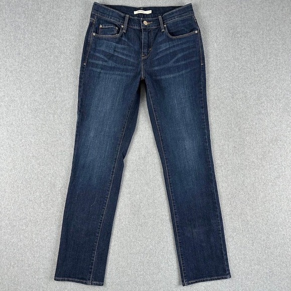 Levi Strauss Co Denim - Levi 505 Straight Jeans Dark Wash Womens 4 Whiskering Cowboy Western Rodeo